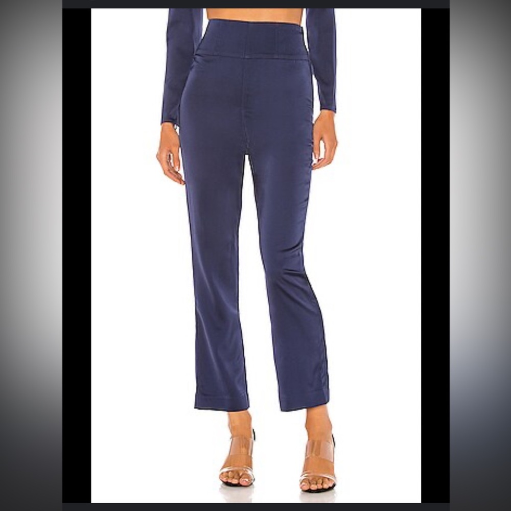 NEW NBD Revolve Satin Fleur Trouser Dress Pants In Blueberry Size Medium
